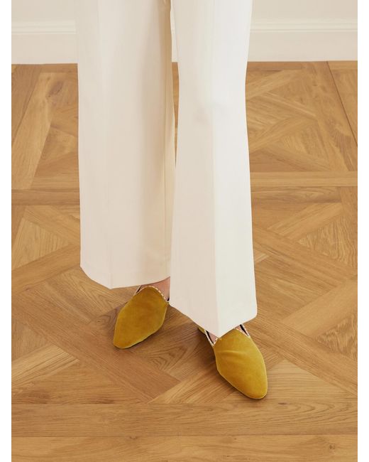 Totême Yellow Leather-Trimmed Velvet Slippers