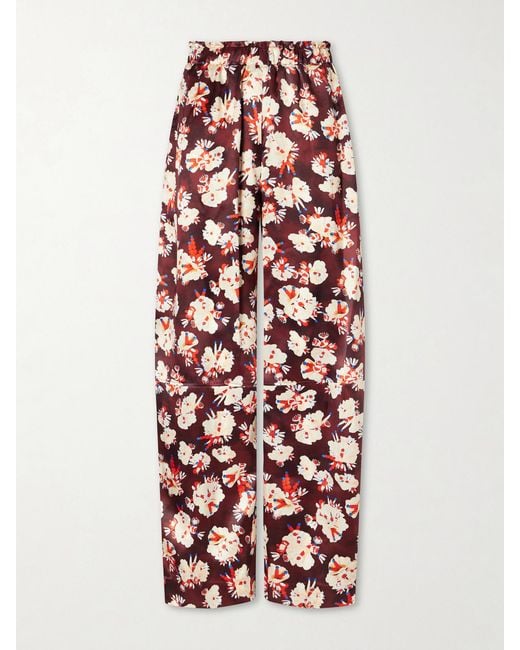 Rabanne White Floral-Print Wide-Leg Silk Pants