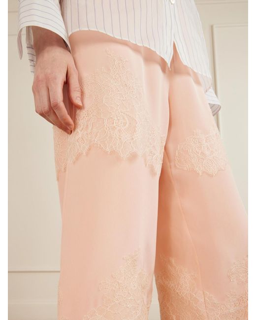 Aflalo White Auden Lace-Trimmed Silk-Satin Shorts