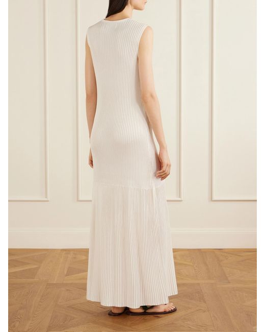 Veronica de Piante White Gabby Ribbed-Knit Jersey Maxi Dress
