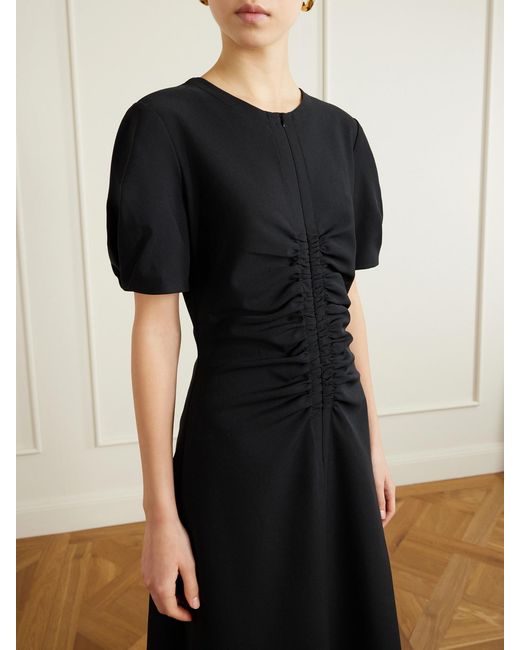 La Ligne Black Noemi Ruched Recycled Stretch-Jersey Midi Dress