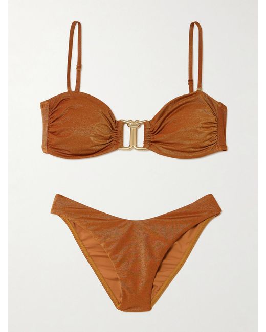Zimmermann Brown Daylight Metallic Bandeau Bikini