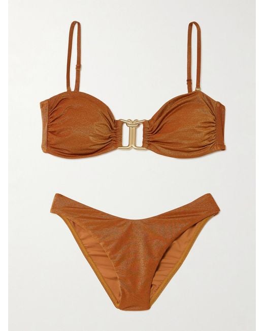 Zimmermann Brown Daylight Metallic Bandeau Bikini