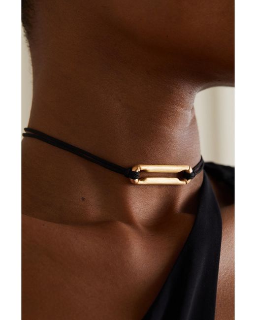 Lauren Rubinski Black 14-Karat And Cord Necklace
