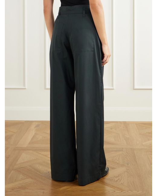 Proenza Schouler Blue Raver Belted Wide-Leg Cotton-Stretch Wide-Leg Pants