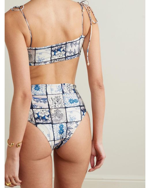 Agua Bendita White Net Sustain Porcelaina Bikini-Höschen Aus Recyceltem Material Mit Blumenprint