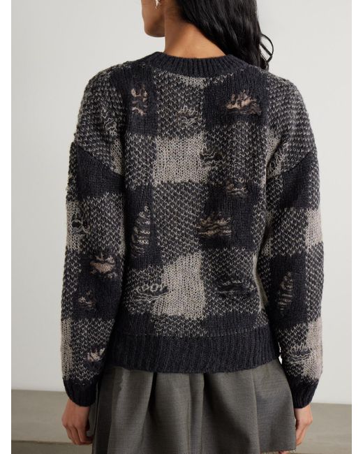 Our Legacy Black Sonar Strickpullover Mit Karomuster Und Distressed-Details