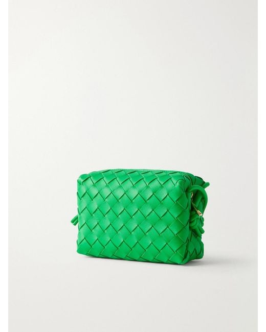 Bottega Veneta Green Loop Mini Intrecciato Leather Shoulder Bag