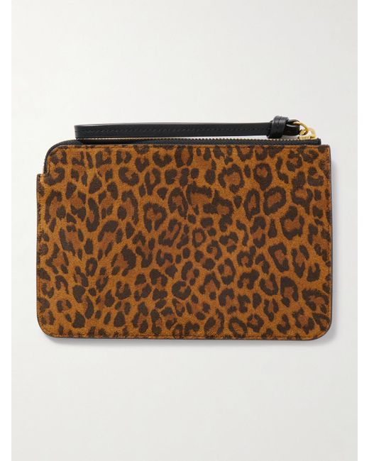 Pochette En Cuir À Imprimé Léopard Et À Clous Isabel Marant en coloris Brown
