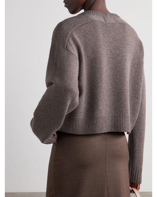 Loulou de Saison Brown Bruzzi Verkürzter Pullover Aus Einer Gerippten Woll-Kaschmirmischung