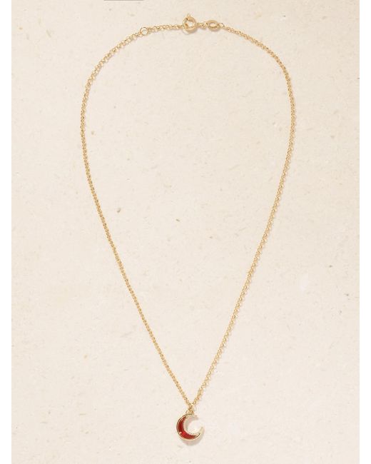 L'Atelier Nawbar Natural Moon Bloop 18-Karat Garnet And Diamonds Necklace