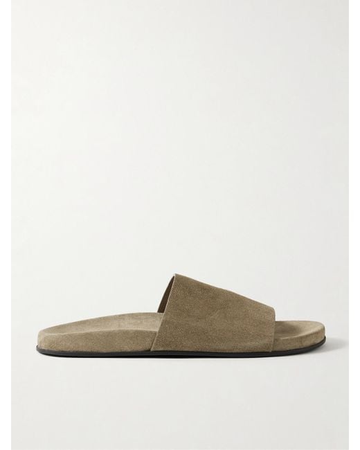 The Row Natural Hugh Suede Slides