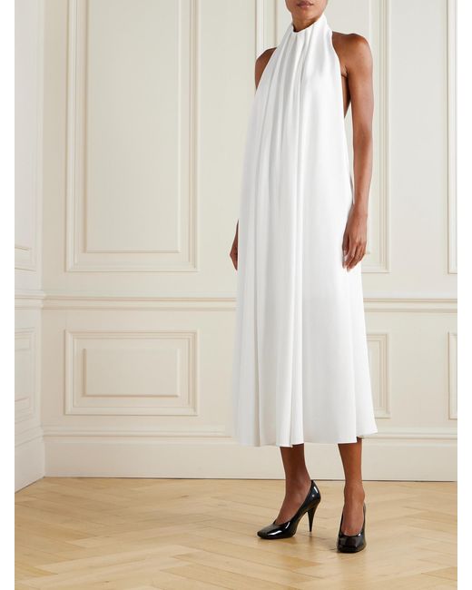 Givenchy White Open-Back Draped Cady Halterneck Maxi Dress