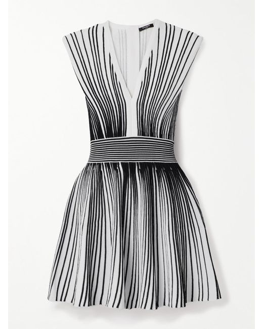 Balmain Black Striped Knitted Mini Dress