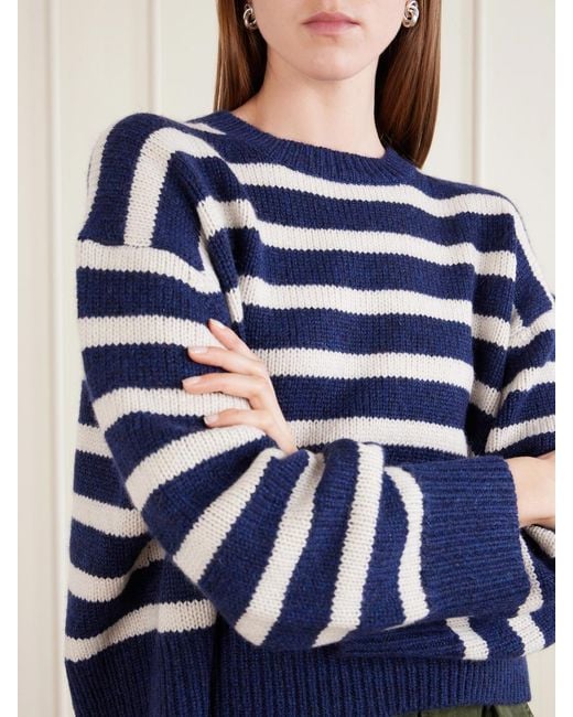 Nili Lotan Blue Anisa Striped Cashmere Sweater