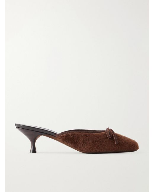 Herbert Levine Natural 24/7 50 Bow-Detail Shearling Mules