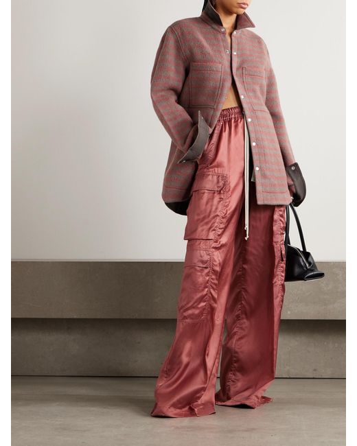 Rick Owens Purple Checked Wool-Felt Jacket