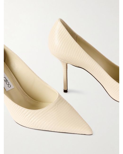 Jimmy Choo Natural Love 85 Lizard-Effect Leather Point-Toe Pumps
