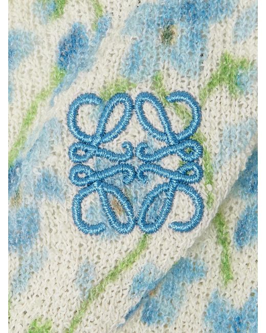 Loewe Blue T-Shirt Aus Einer Baumwollmischung Mit Blumenprint Und Stickerei
