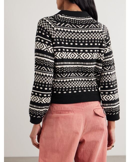 Alix Of Bohemia Black Liza Fair Isle Cotton Polo Sweater