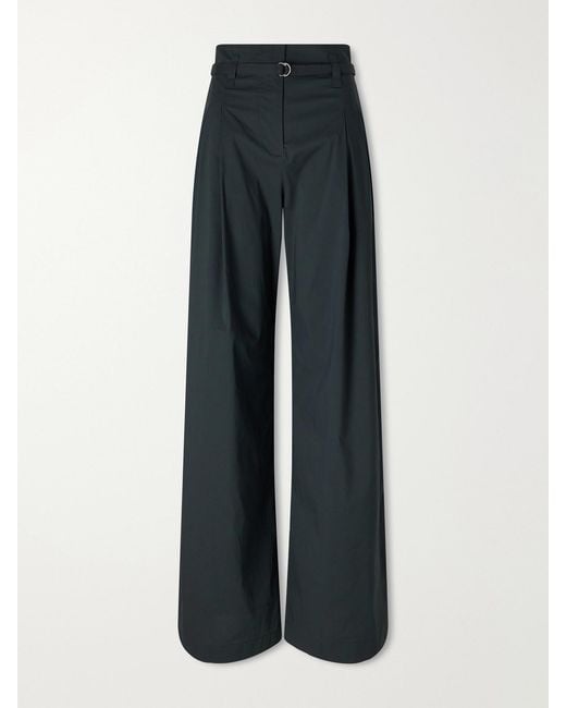 Proenza Schouler Blue Raver Belted Wide-Leg Cotton-Stretch Wide-Leg Pants
