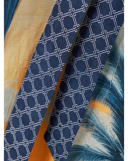 Camilla Blue Embellished Printed Linen And Silk-Blend Maxi Wrap Skirt