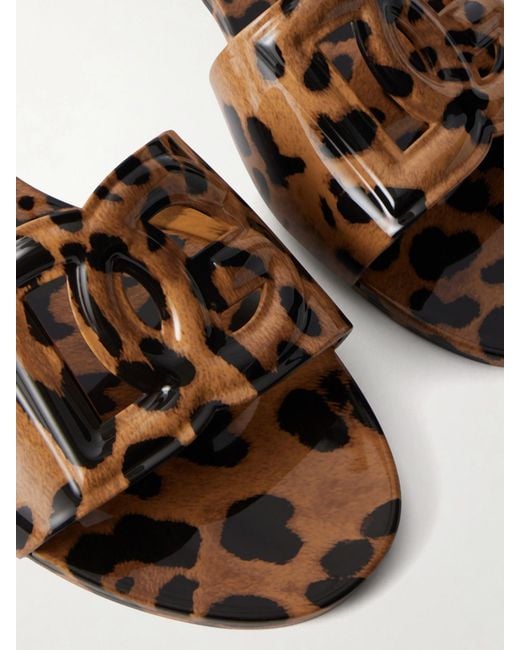 Dolce & Gabbana Multicolor Bianca Logo-Embossed Leopard-Print Rubber Flats
