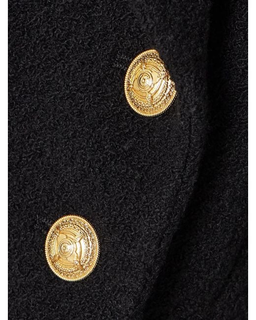 Chloé Black Double-Breasted Wool-Blend Bouclé Blazer