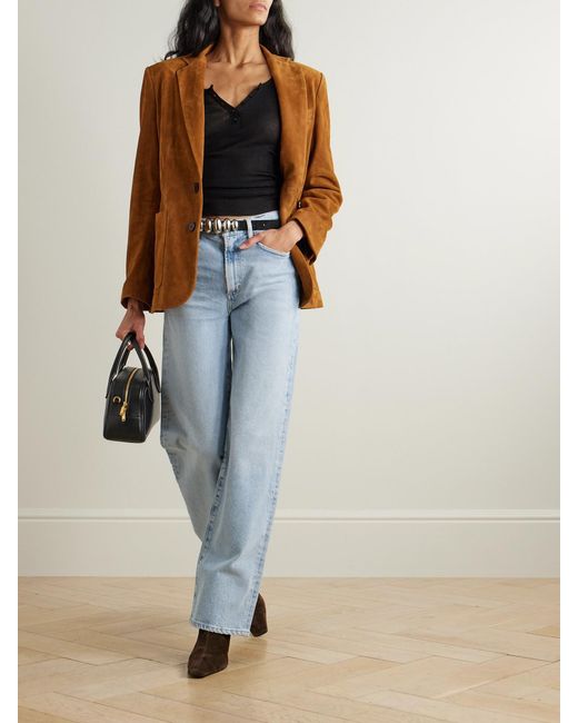 Agolde Blue Harper Mid-Rise Straight-Leg Jeans
