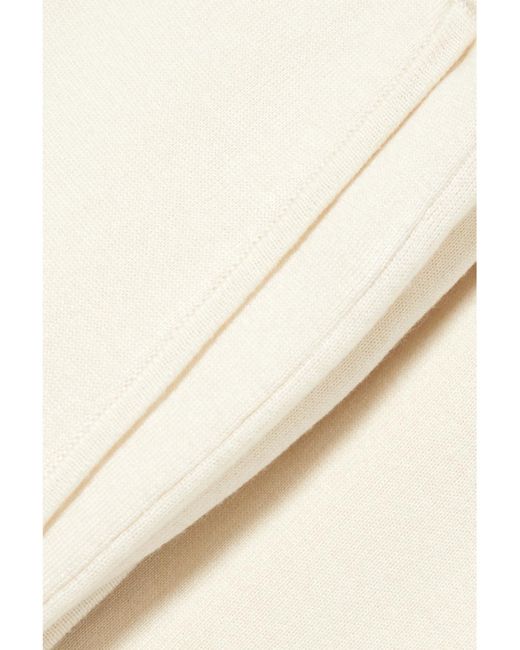 Olivia Von Halle White Carmel Silk And Cashmere-Blend Sweatshirt And Track Pants Set