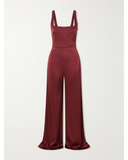 Galvan Red Geneva Sunrise Satin Jumpsuit