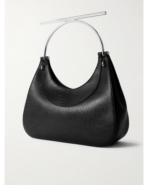 Alexander McQueen Black T-Bar Tote Aus Strukturiertem Leder Mit Verzierung