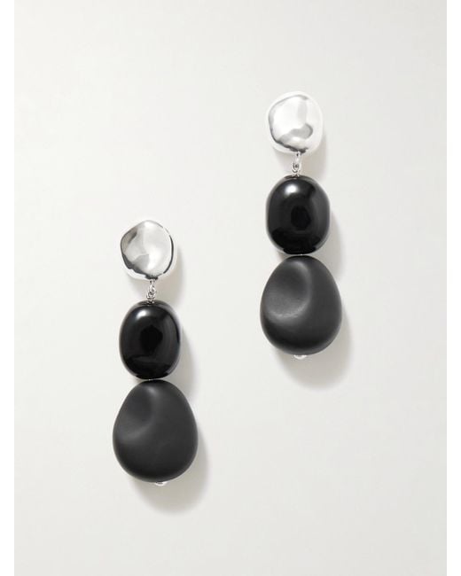 Agmes White Ada Sterling Onyx Earrings