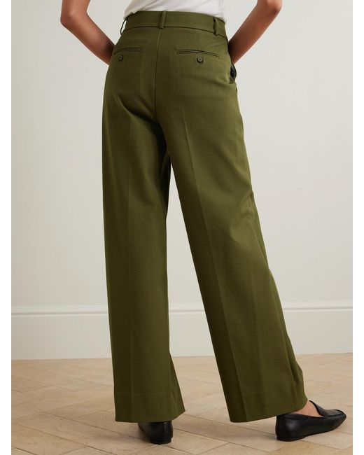 Staud Green Prince Twill Wide-Leg Pants