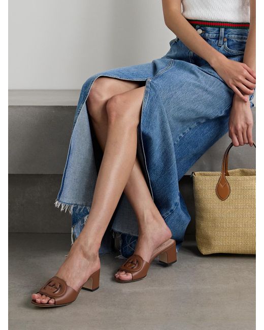 Gucci Brown Slide Sandal With Interlocking G