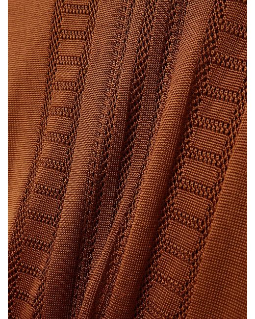 Donde Esteban Brown Guayabera Pointelle-Knit Maxi Dress