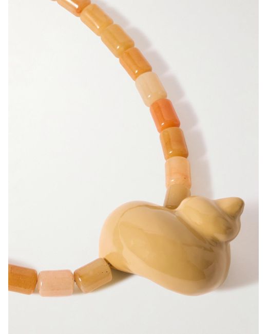 Julietta Yellow Mykonos Rhodinierte Kette Mit Emaille Und Jade