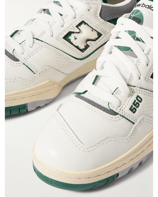 New Balance Metallic 550 Sneakers Aus Strukturiertem Leder Und Glattleder Mit Perforationen Und Distressed-Details