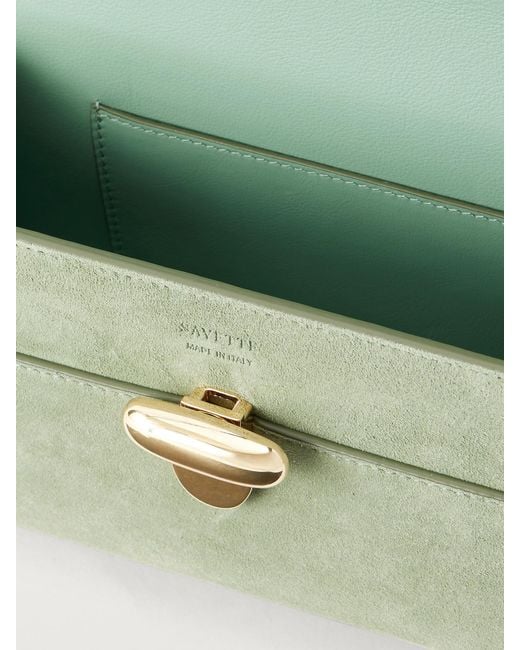SAVETTE Green Symmetry Pochette Suede Tote