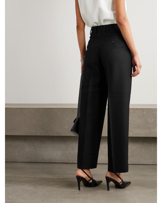 Totême  Black Pleated Wool Wide-Leg Trousers
