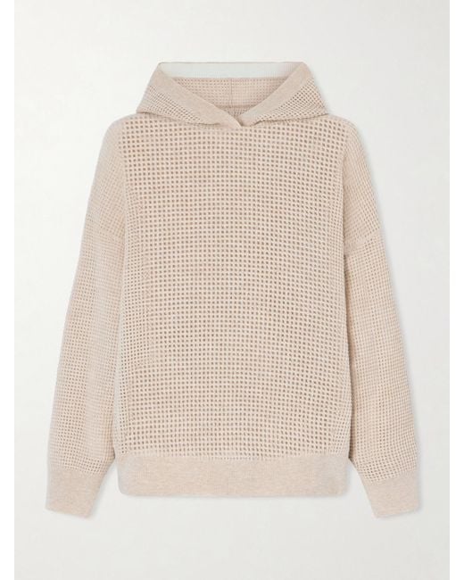 Brunello Cucinelli Natural Waffle-Knit Cashmere Hoodie
