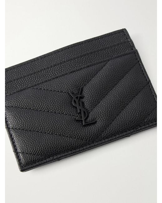 Saint Laurent Black Cassandre Matelassé Textured-Leather Cardholder