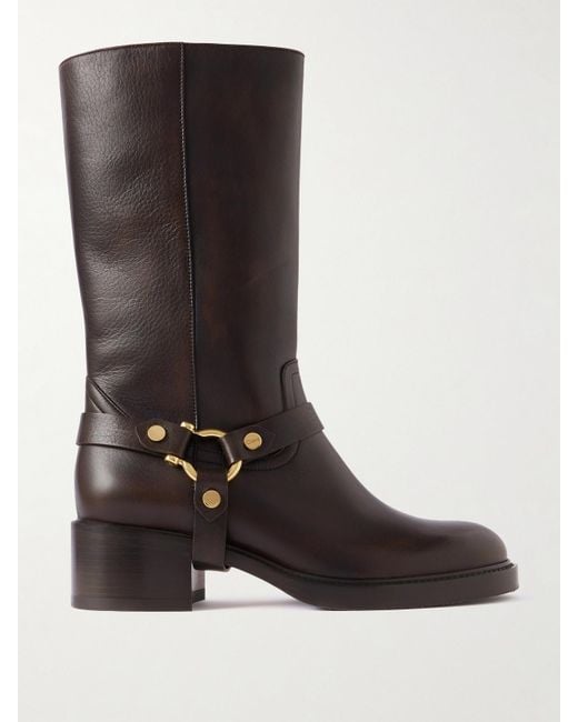 Chloé Brown Dakota Buckled Leather Ankle Boots