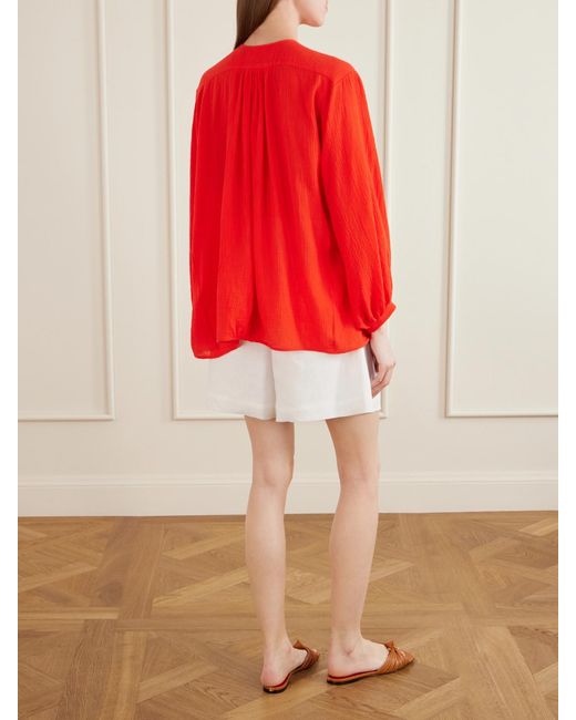 Les Vacances d'Irina Hazy Nipple Gathered Cotton Shirt