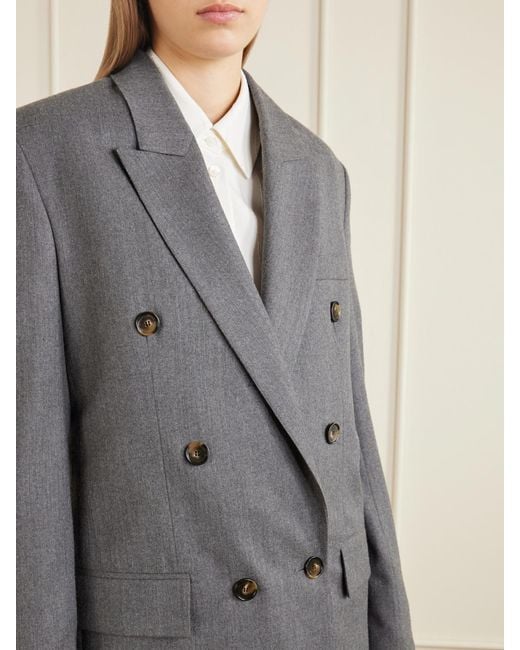 Stella McCartney Gray Doubled-Breasted Oversized Wool Blazer