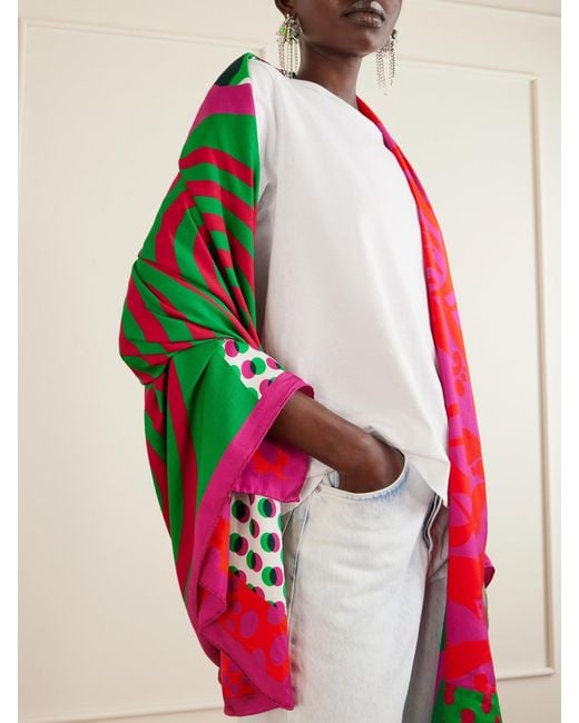 Dries Van Noten Pink Polka-Dot Printed Twill Scarf