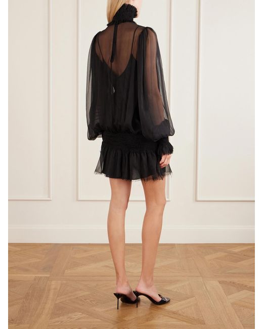 Dilara Findikoglu Black Drama Of Exile Silk-Crepon Mini Dress