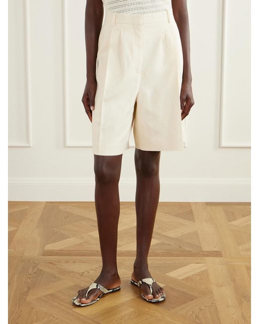 Anine Bing Natural Bryson Canvas Knee-Lenght Shorts