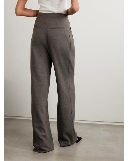 LIBEROWE Gray Annie Pleated Twill Wide-Leg Pants
