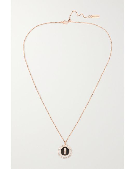 Messika Metallic Lucky Move 18-Karat Rose, Onyx And Diamond Necklace